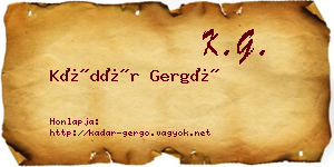 Kádár Gergő névjegykártya
